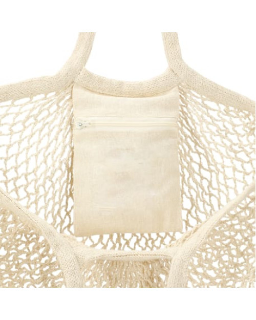 Sac de marché en maille de coton Riviera avec pochette zippée